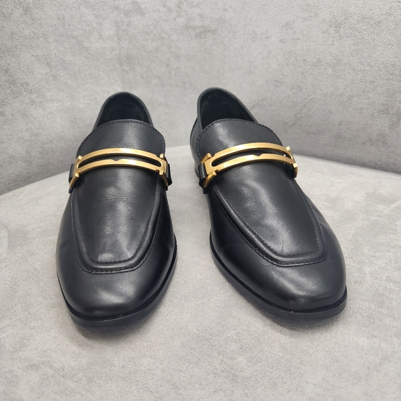 Reiss Dress Loafers 9.5 Black Leather Angela Apron Toe CBK Carolyn New $275 - Picture 9 of 16